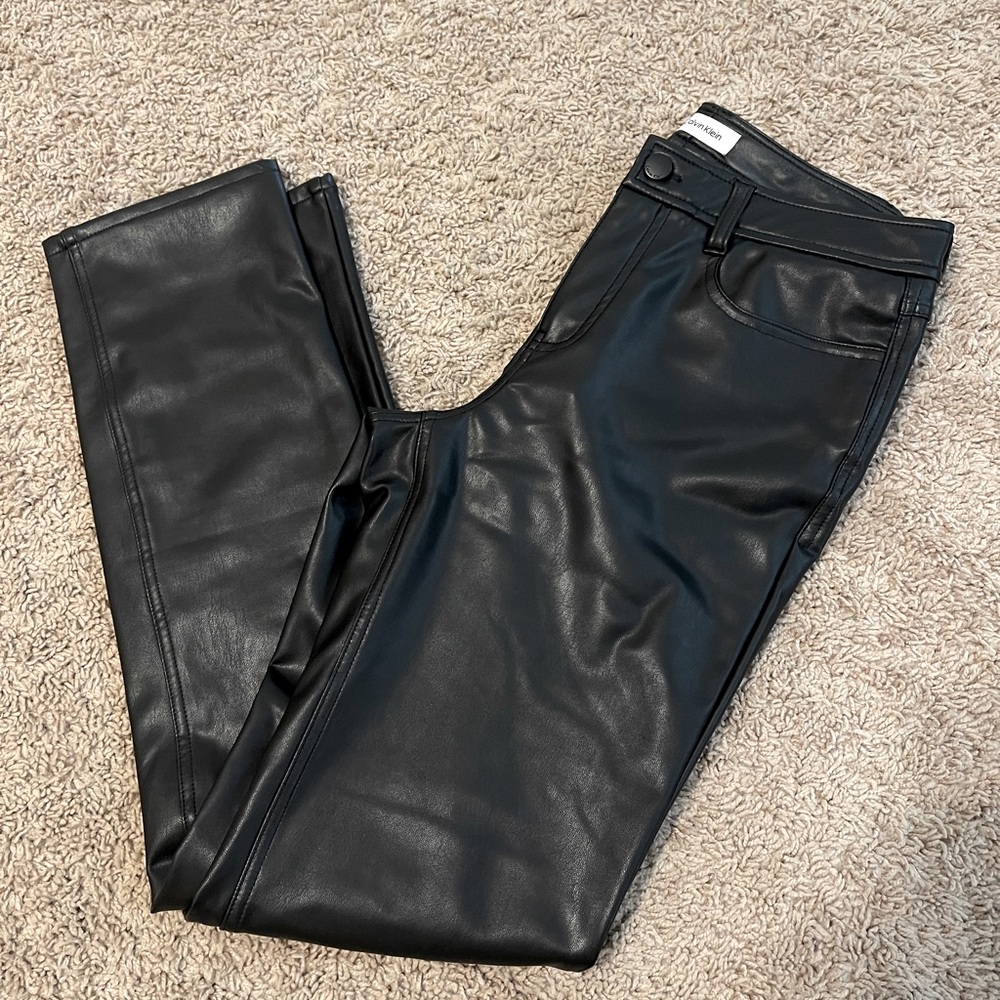 Calvin Klein Black Faux Leather Pants